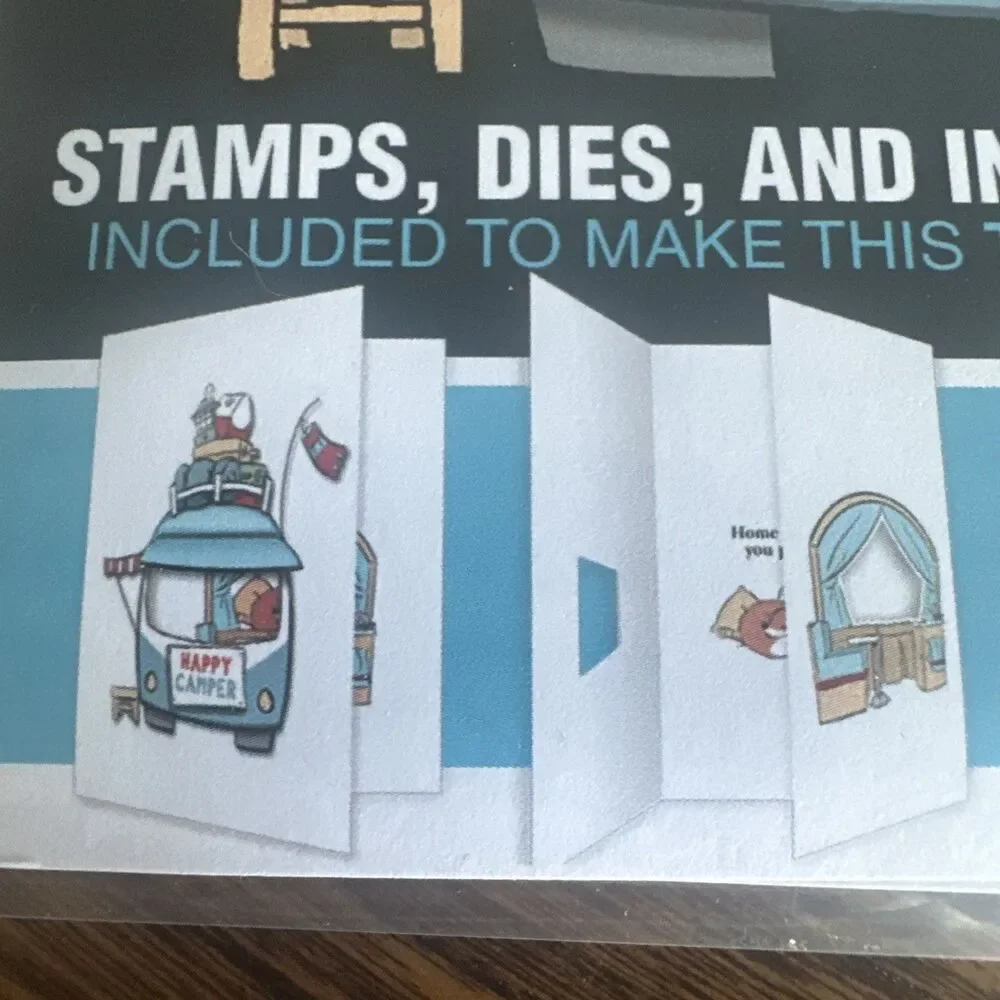 Art Impressions Happy Camper Clear Stamp Metal Cutting Die Set Tryfolds